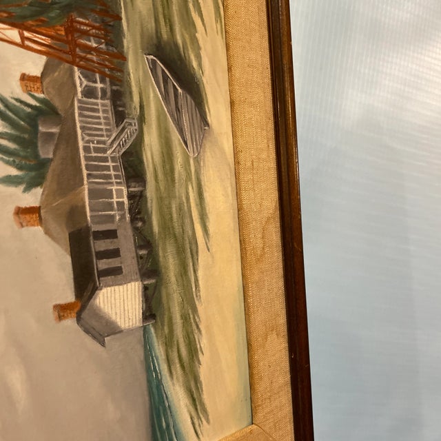 Mid 20th Century Mid 20th Century "Georgia Lighthouse" Oil Painting, Framed For Sale - Image 5 of 6