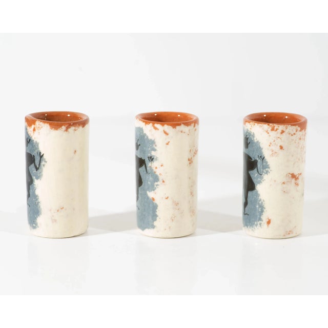 Ron Scharf Signed California Pottery Bottle and Cups For Sale - Image 4 of 7