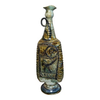 Tall Mid Century Studio Pottery Ewer Vase in the Manner of Picasso For Sale
