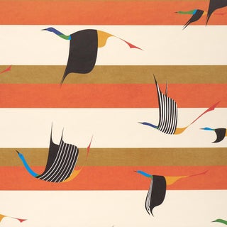Schumacher x Peg Noriss Flying West Wallpaper In Orange For Sale
