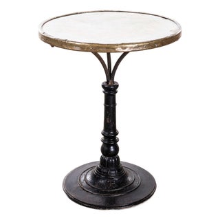 Antique French Bobbin Base Marble Bistro Table, 1890s For Sale