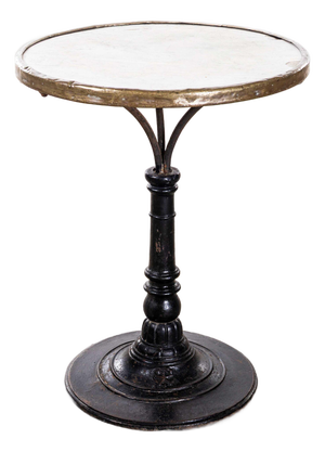 Antique French Bobbin Base Marble Bistro Table, 1890s