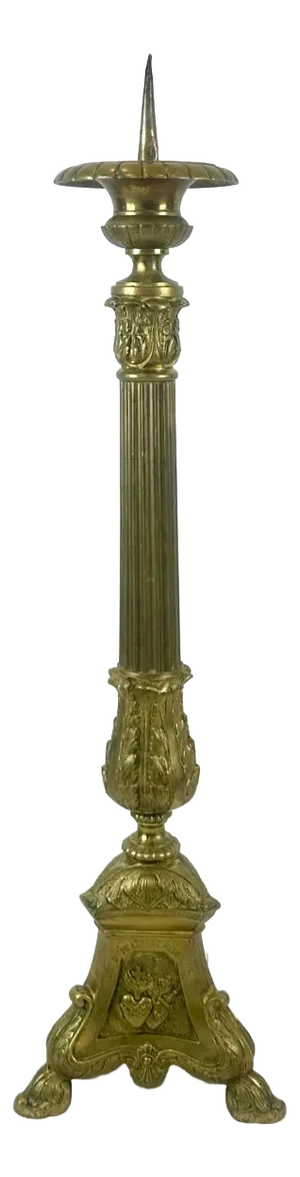 Large French Brass Altar Candlestick, 1920s