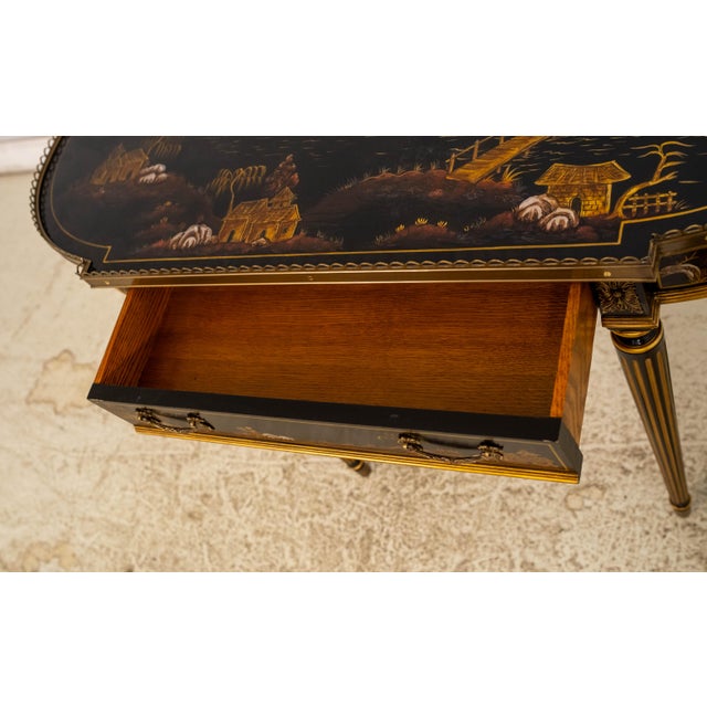 2020s Scarborough House Hand Painted Chinoiserie Ebony & Gilt Gold Console Table For Sale - Image 5 of 18
