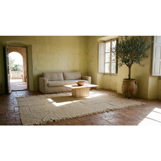 White 1940s Ivory Cream Solid Tribal Antique Kilim n.w Persian Rug 8'8" X 10'10 Flat Woven Wool Carpet For Sale - Image 8 of 8