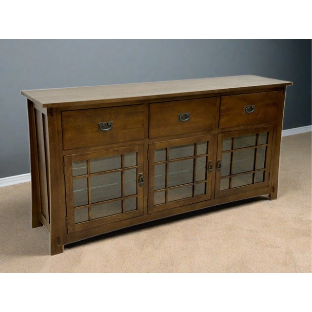 2020s Craftsman Style Quarter Sawn Oak Sideboard - 72" - Walnut For Sale - Image 5 of 15