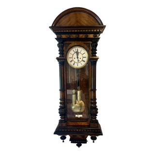 Antique Victorian Double Weight Wall Clock in Rosewood, 1860 For Sale