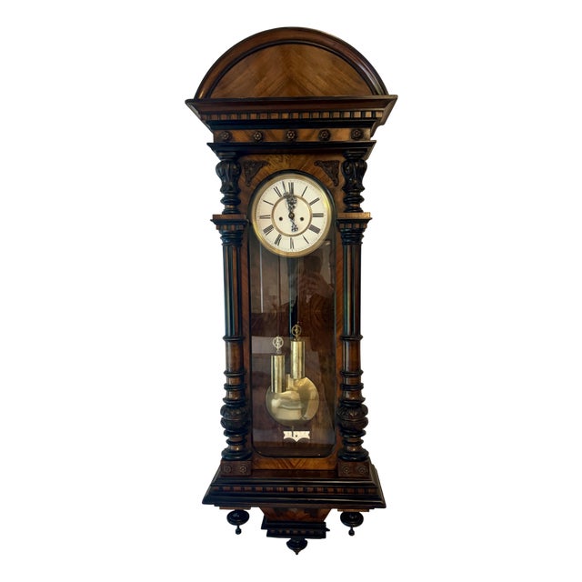 Antique Victorian Double Weight Wall Clock in Rosewood, 1860 For Sale