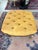 Vintage Louis XVI Style Tufted Gold Ottoman With Brass Paw Feet For Sale - Image 9 of 10