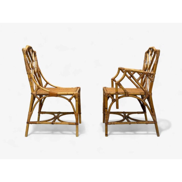 Dal Vera, Italian Modern, Bamboo, Cane, Six Dining Chairs, Italy, 1950s For Sale - Image 11 of 15