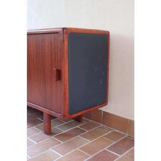 Teak Sideboard with Sliding Doors and Black Vinyl Top, 1970s For Sale - Image 13 of 18
