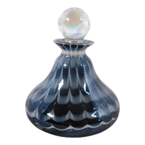 1980s Black White and Gray Art Glass Perfume Bottle