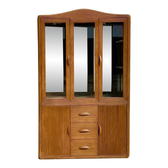 Beautiful Vintage Pencil Reed China Display Cabinet Gabriella Crespi Designed and Expertly Refurbished. For Sale