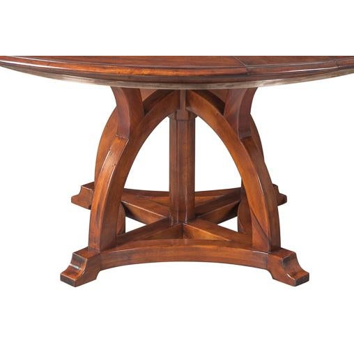 Wood Round Expandable Jupe Dining Table With Self-Storing Leaves, Walnut, Arts & Crafts For Sale - Image 7 of 12