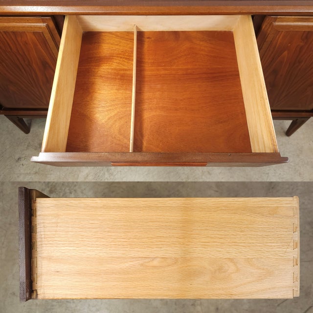 1960s Slick Restored Mid Century Modern Credenza Walnut United Furniture, Attributed For Sale - Image 13 of 13