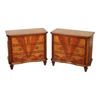 Artistica Pair of Parquetry Sunburst Chests of Drawers For Sale