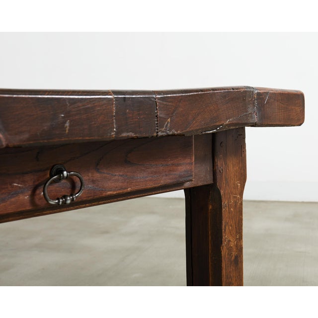19th Century Country French Oak Farmhouse Trestle Table 9.5 Ft For Sale - Image 14 of 18