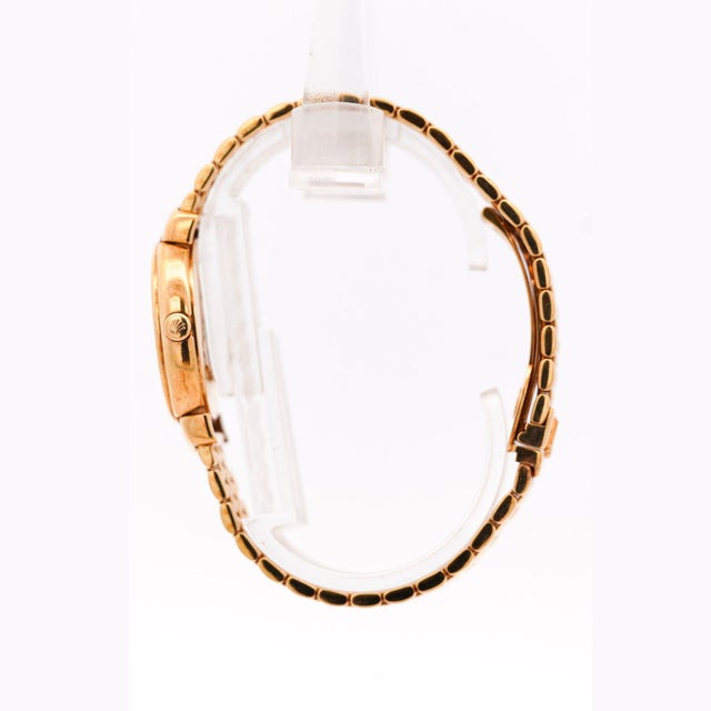 Art Deco Vintage Rolex Cellini 6621 18k Yellow Gold White Dial Quartz Bracelet Watch For Sale - Image 3 of 9