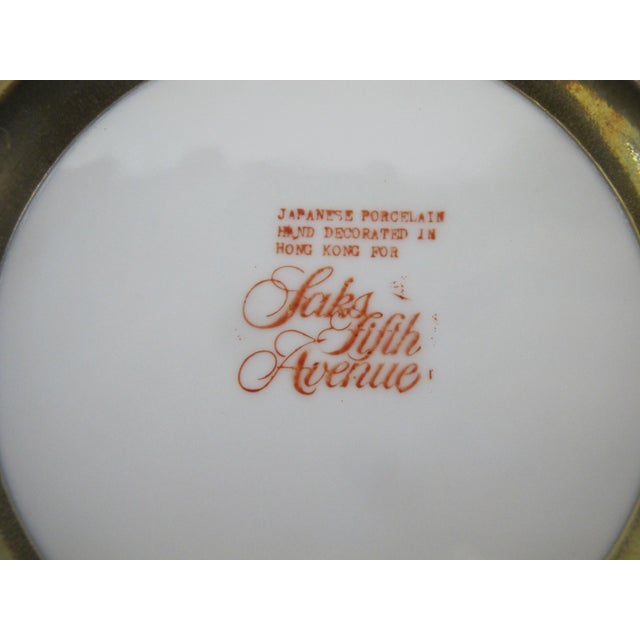Saks Fifth Avenue Vintage Japanese MCM Imari Porcelain & Brass Bowl Plate For Sale In Portland, OR - Image 6 of 7