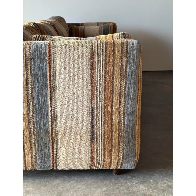 1970s Vintage Striped Woven Upholstery Three-Seat Sofa For Sale - Image 15 of 16