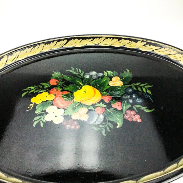 Large Hand Painted Metal Toleware Serving Tray For Sale In Portland, ME - Image 6 of 13