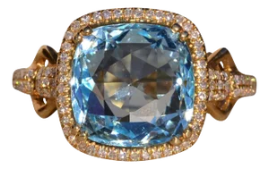 The 55th Avenue: Checkerboard Cut Topaz Cushion and Diamond Halo Ring