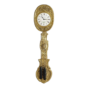 Antique French Louis Jaquine Brass Wag-on-the Wall Clock 19th C