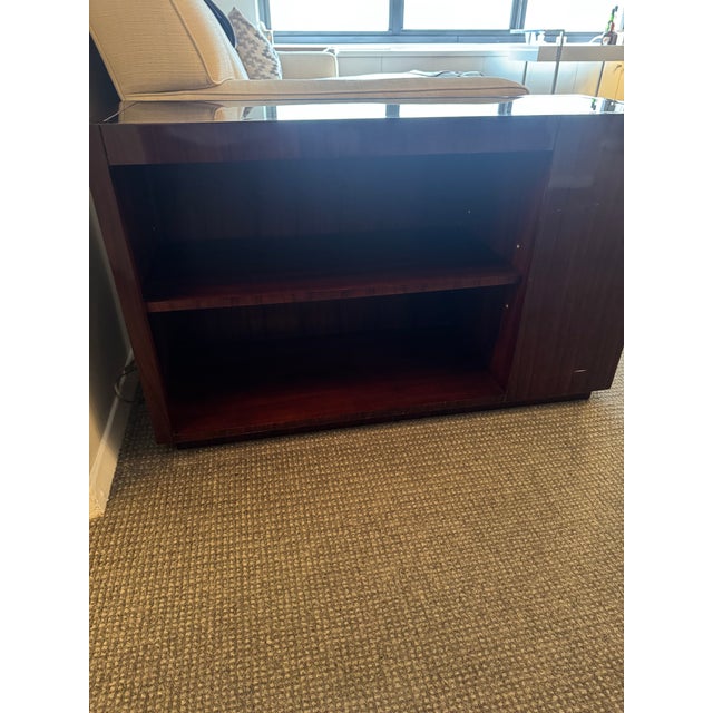 Ralph Lauren Modern Metropolis left sofa end table. A striking end table from the Metropolis collection, inspired by the...