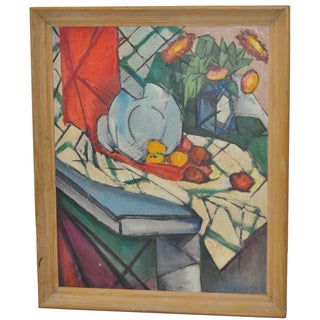 Mid Modern Still Life Oil Painting C.1950's For Sale