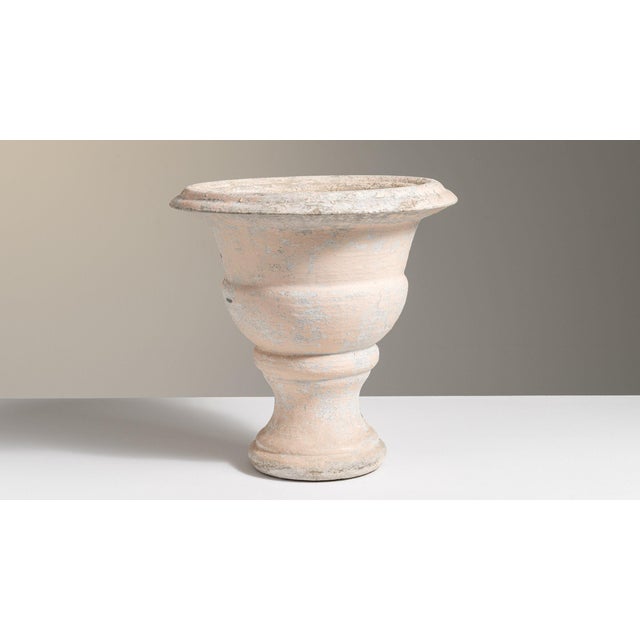 1960s 1960-1969 France Weathered Antique White Painted Pedestal Urn Planter For Sale - Image 5 of 7