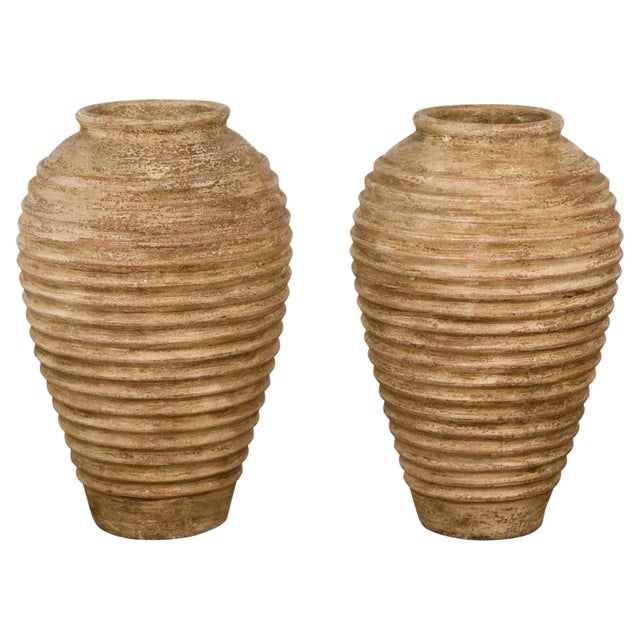 Near Thai Storage Vases with Concentric Circle Design and Nice Patina - A Pair For Sale - Image 13 of 13