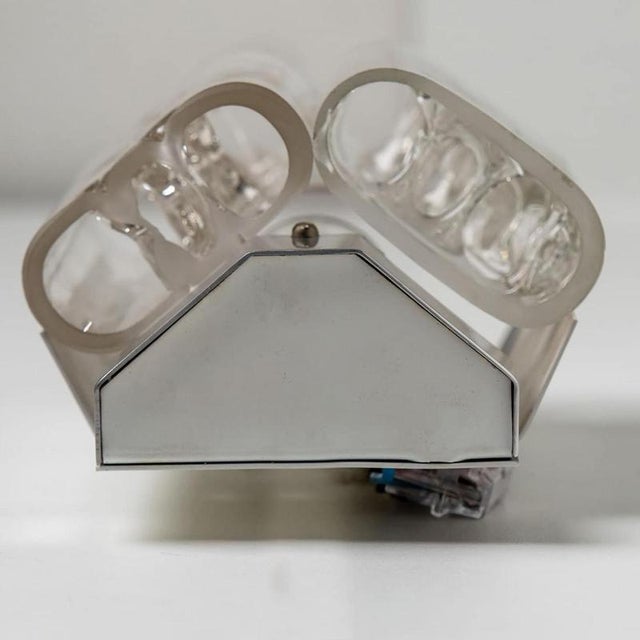 Ice Glass and Chrome Wall Sconces from Doria, 1970s, Set of 2 For Sale - Image 6 of 12