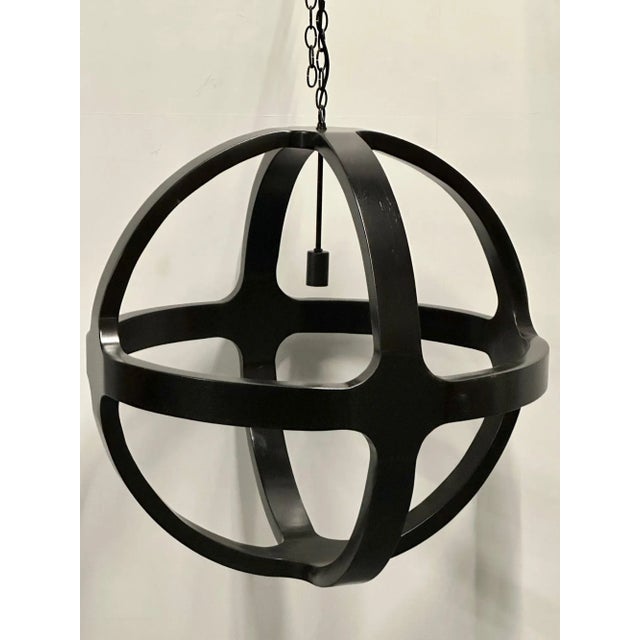 Modern Ebony Circular Chandelier / Lighting Pendant, Contemporary For Sale - Image 13 of 13