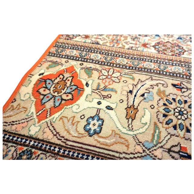 Vintage Persian Tabriz Taba Tabai Wool 3x10 Orange & Ivory Handmade Runner Rug #1144065 For Sale - Image 9 of 15