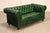 High Quality Tufted Green Leather Sofa or Loveseat with Brass Tack Trim, Mounted on Turned Feet