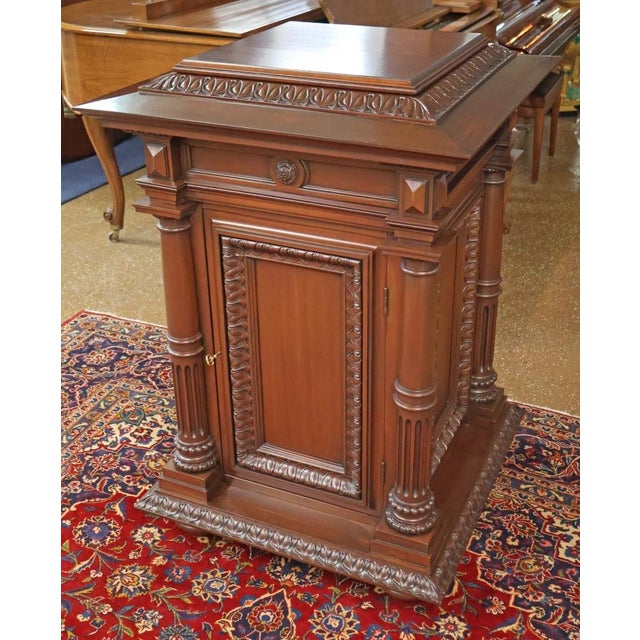Late 20th Century Monumental Victorian Style Mixed Wood Pedestal Cabinet For Sale - Image 5 of 14