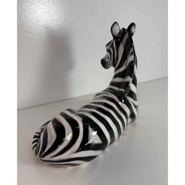 Black Glazed Ceramic Zebra Sculpture, Bassano, Italy, 2000s For Sale - Image 8 of 12