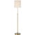 Modern Thomas O'Brien by Visual Comfort Signature Bryant 52" Adjustable Cordless Floor Lamp in Hand-Rubbed Antique Brass with Linen Shade For Sale - Image 3 of 3