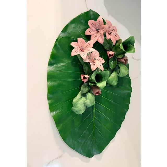 Rustic European Vintage Italian Porcelain Flowers Sculpture Taper Candle Holders Signed Capodimonte - A Pair For Sale - Image 3 of 11