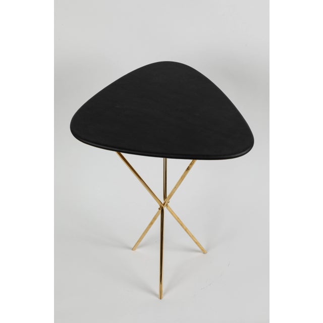 Mid-Century Modern Carl Auböck Model #3642 Brass and Leather Table For Sale - Image 3 of 11