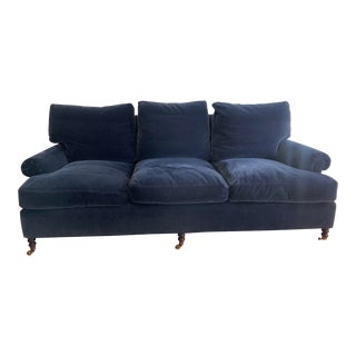 George Smith Navy Mohair Sofa For Sale