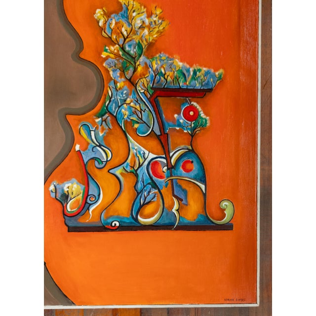 Mid 20th Century Mid-Century Modern Abstract Painting "Pretentious Doodle" by Adrian Siegel For Sale - Image 5 of 10