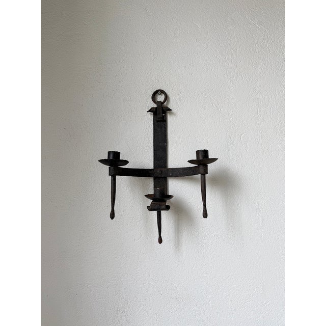 Black Brutalist Wall Sconces in Wrought Iron, 1890s, Set of 2 For Sale - Image 8 of 18