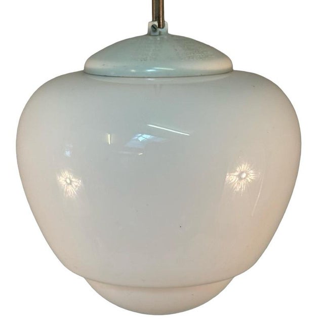 White Vintage MCM Pendant Light in Milk White Glass from Pegasam Spain For Sale - Image 8 of 9