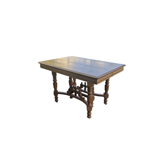 Early 20th Century Jacobean Revival Quarter-Sawn Tiger Oak 6-Leg Extension Dining Table For Sale - Image 13 of 18