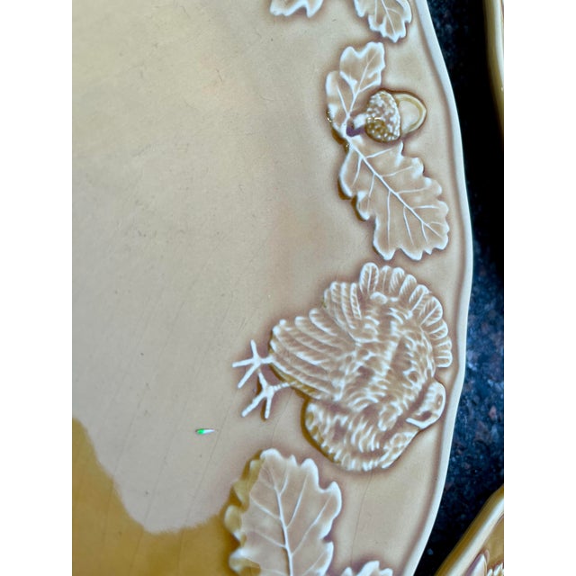 Bordallo Pinheiro Yellow Acorn and Turkey Majolica Dinner Plates- Set of 5 For Sale In Charleston - Image 6 of 12