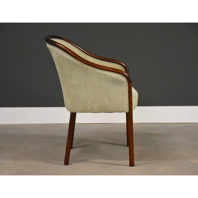 A post modern arm chair designed by Ward Bennett for Brickel Associates. Circa 1970’s. Made in USA. Seat height is 17.5”....