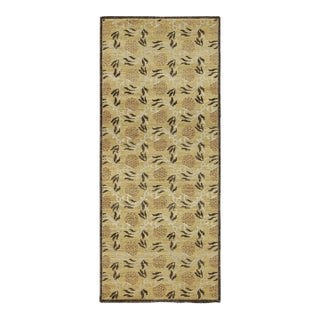 Contemporary Block Print Floral Wool Runner by Rug & Kilim, India For Sale