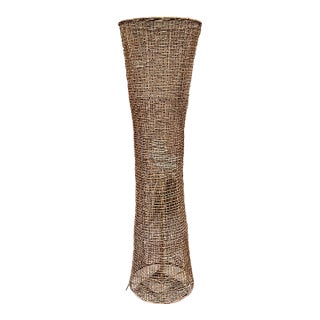 Vintage Wicker Rattan Woven Floor Lamp For Sale