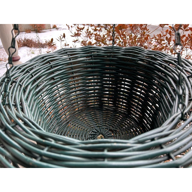 Mid 20th Century Mid 20th Century Monumentally Sized Wicker Hanging Basket, 21" Across For Sale - Image 5 of 10